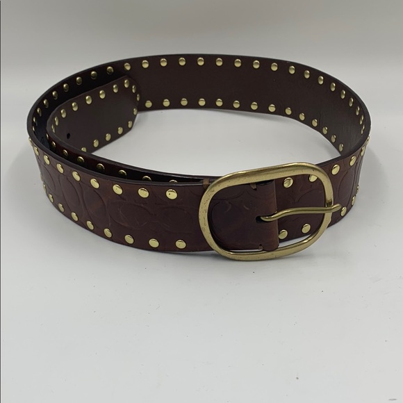 Coach Brown Studded Leather Belt - Picture 1 of 5